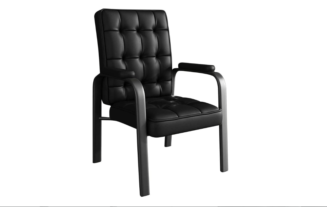 Guest Reception Desk Chairs Ergonomic Upholstered Lumbar Support,Conference Room Lobby Chair Meeting Armchair for Office(Black,B)