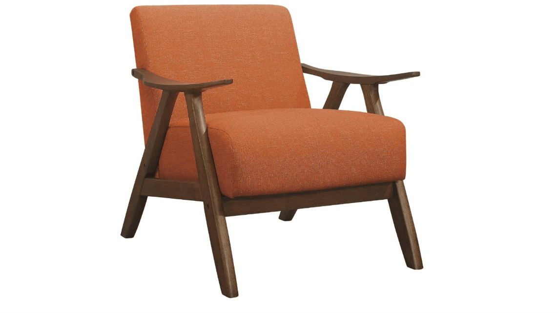 Lexicon Mid Century Modern Accent Chair with Solid Wood Frame in Walnut Finish, Upholstered Living Room Lounge Arm Chair, Thick and Comfy Innerspring Seat...