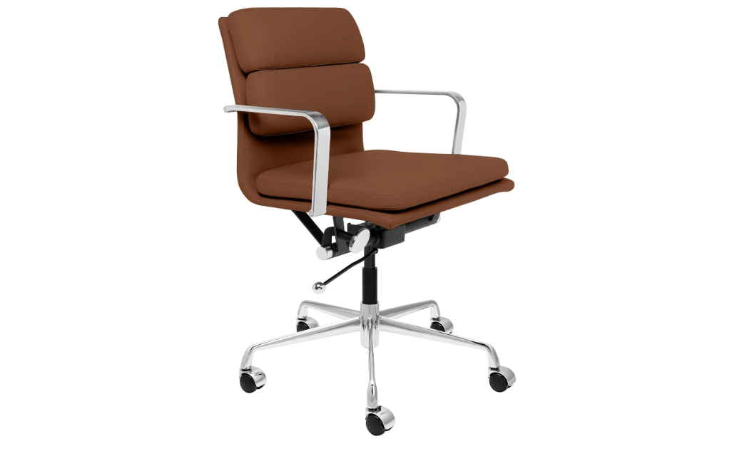 Laura Davidson Furniture SOHO II Padded Management Office Chair - Mid Back Desk Chair with Arm Rest, Swivel & Cushion Availability, Made of Faux Leather...