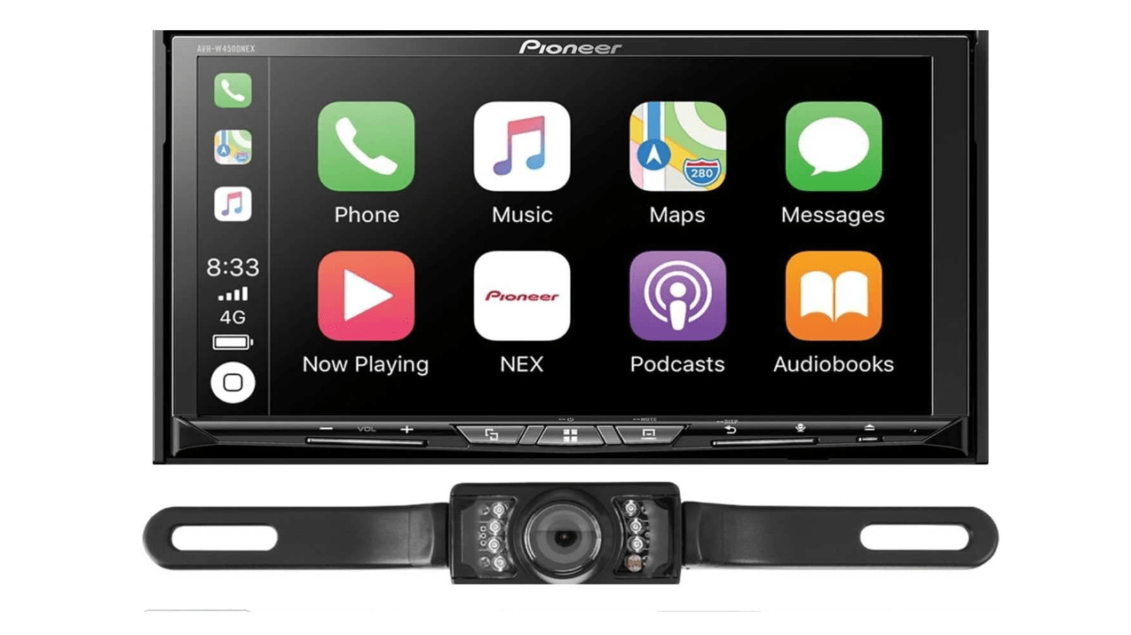 Pioneer AVH-W4500NEX in Dash DVD Receiver with a License Plate Backup Camera and a Sound of Tri-State Lanyard Bundle (Renewed)
