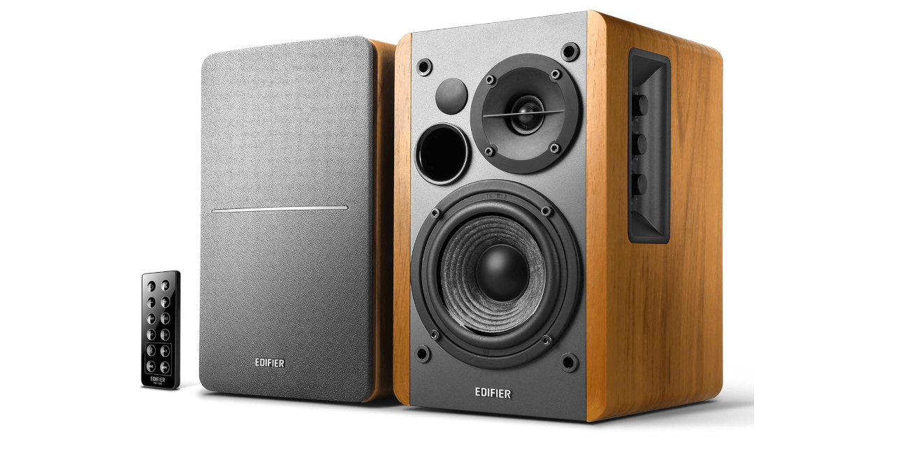Edifier R1280DB Powered Bluetooth Bookshelf Speakers - Optical Input - Wireless Studio Monitors - 4 Inch Near Field Speaker - 42w RMS - Wood Grain
