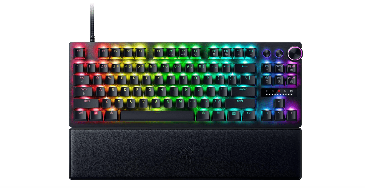 Razer Huntsman V3 Pro TKL Esports Gaming Keyboard: Analog Optical Switches - Razer Snap Tap - Rapid Trigger - Adjustable Actuation - Media Keys & Dial -...
