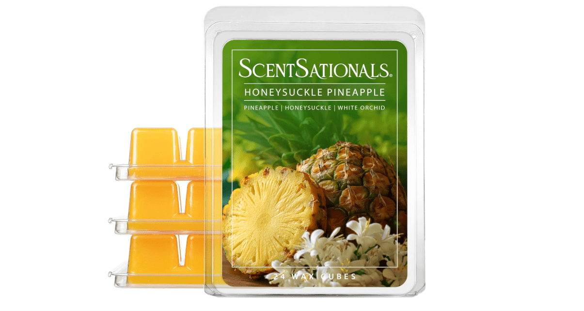 Scentsationals Wax Melts, Wax Cubes Strong Scent - Honeysuckle Pineapple - Long Lasting Scented Melts for Warmer, 10oz (24-Cubes)
