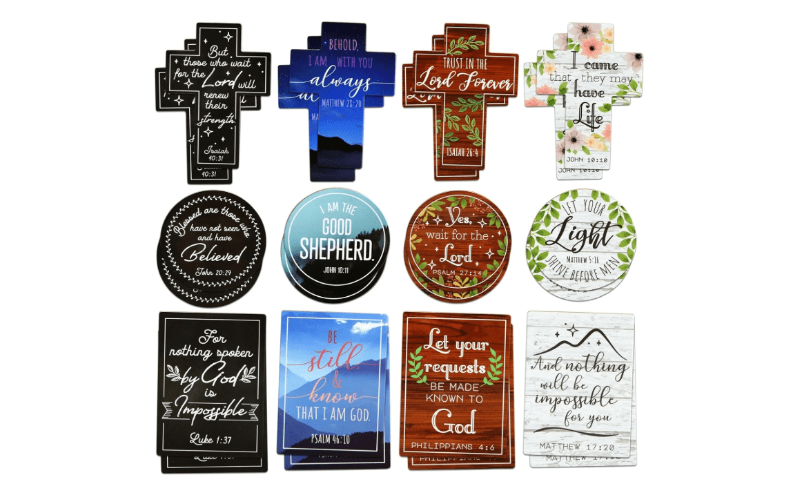 24 Pack Inspirational Refrigerator Magnets with Bible Verses, Christian Magnet with Scripture (3 Size)
