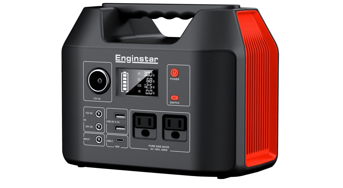 EnginStar Portable Power Station 300W 296Wh Battery Bank with 110V Pure Sine Wave AC Outlet for Outdoors Camping Hunting and Emergency, 80000mAh Backup...
