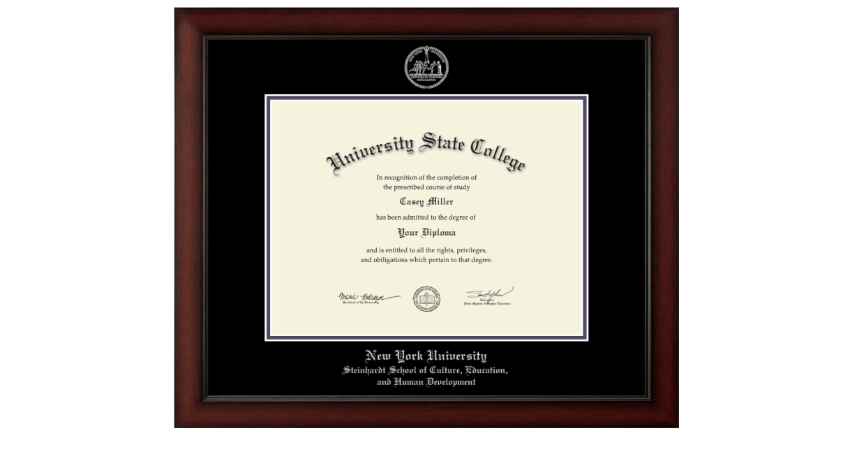 Framerly - New York University Steinhardt School of Culture, Education, and Human Development 14.25" w x 11.25" h Diploma Frame - Fits a... 