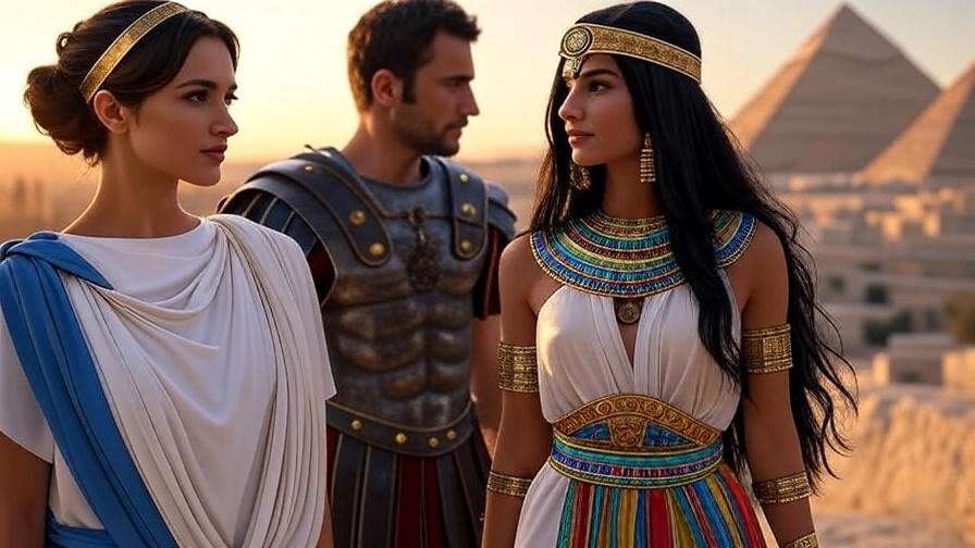 Octavia and Cleopatra contrast in Antony and Cleopatra with Roman and Egyptian backdrop
