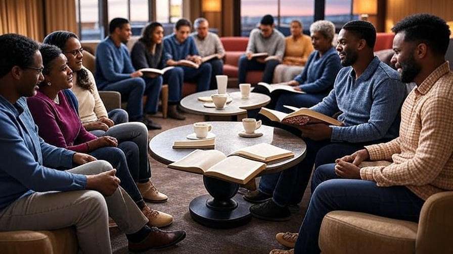 Residents at Glo Apartments lounge during a book club discussion.