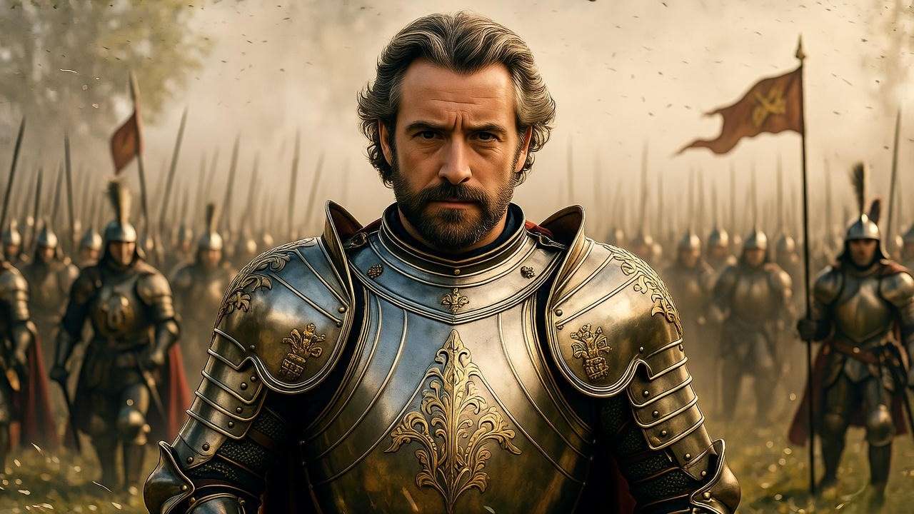 King Henry V inspiring his troops, symbolizing leadership themes in Shakespeare’s play