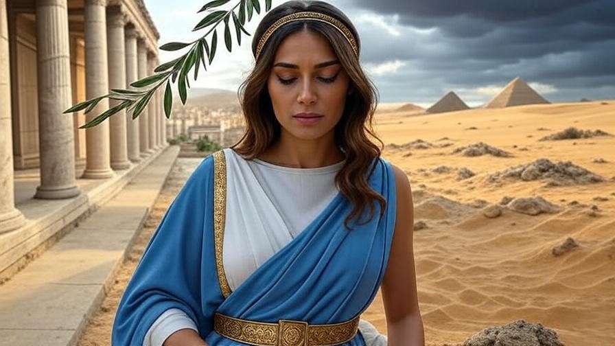Octavia as mediator in Antony and Cleopatra with Roman city and Egyptian desert