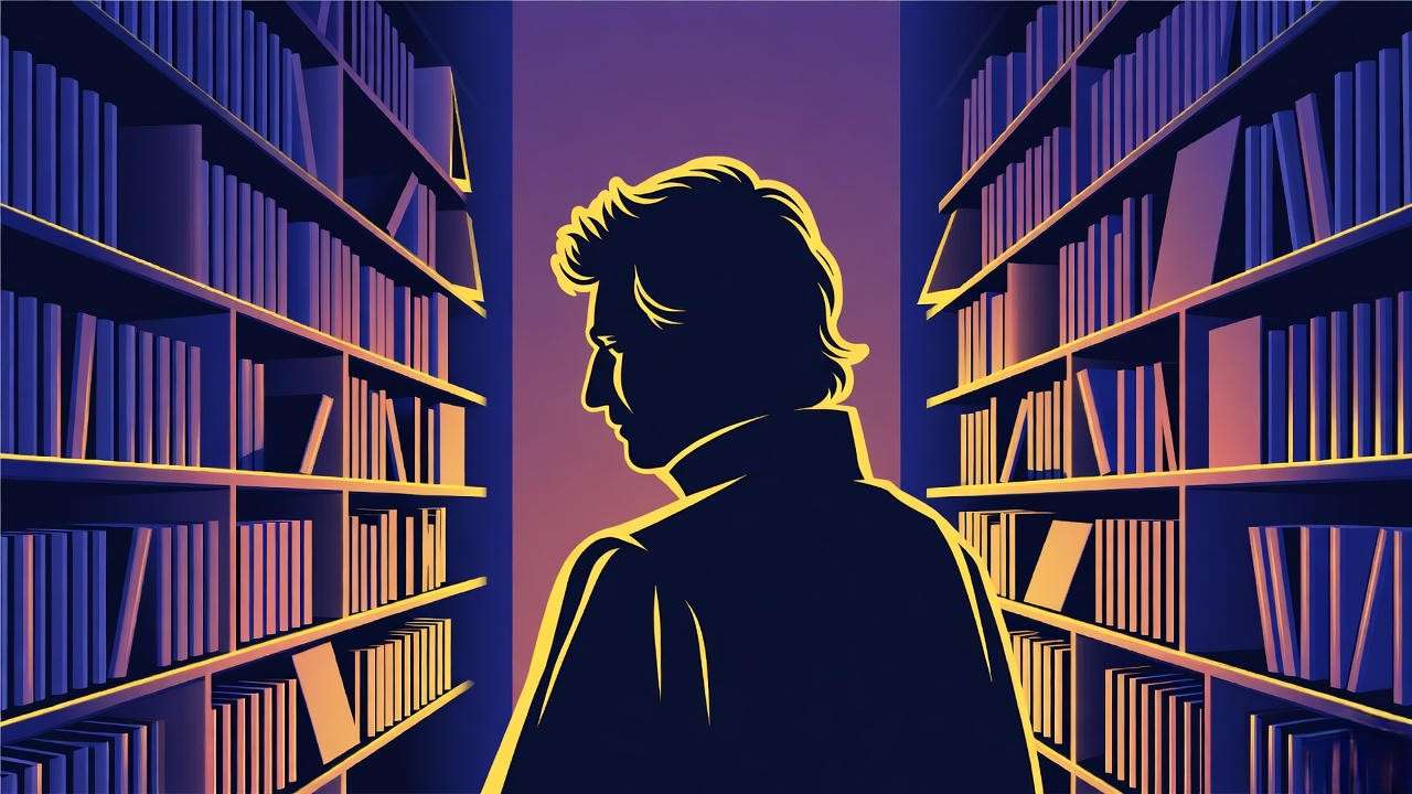 scholar in a library analyzing Hamlet, representing famous quotes about Hamlet’s scholarly insights