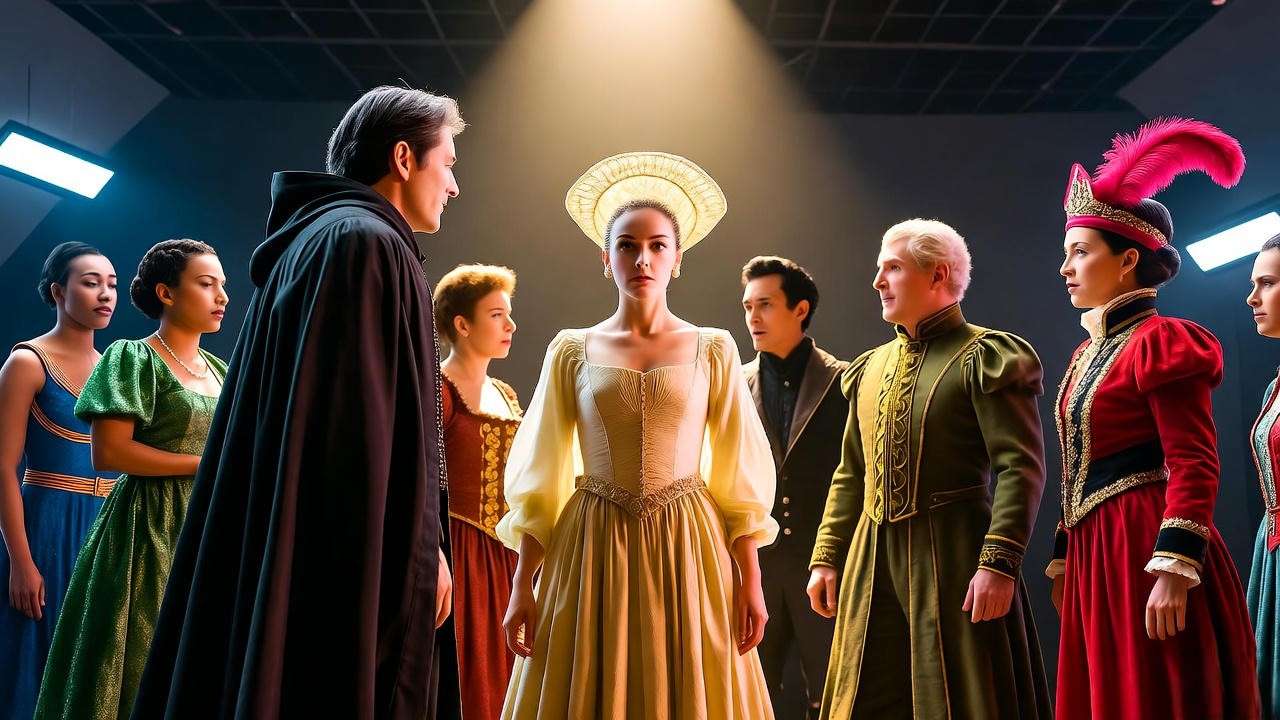 Modern stage performance of Hamlet in contemporary context