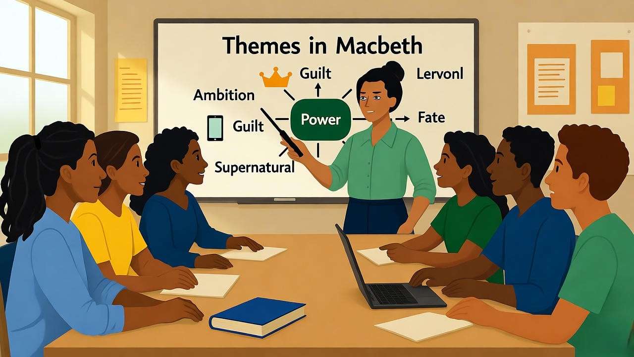 Classroom discussion of Cambria Macbeth, highlighting modern teaching methods for Shakespeare’s tragedy.