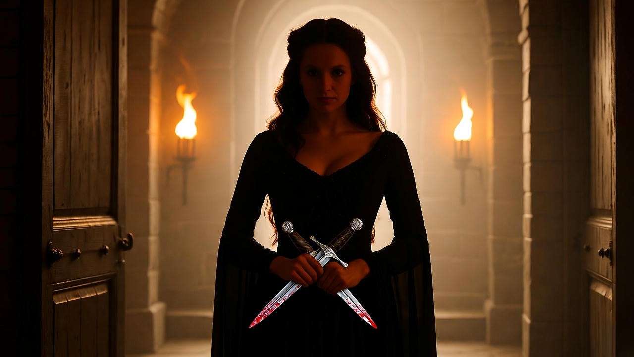 Lady Macbeth holding daggers – gender role reversal in Act 2 character analysis