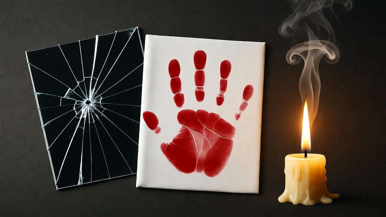 Blood-stained white cloth and dark mirror – Lady Macbeth heart so white quote