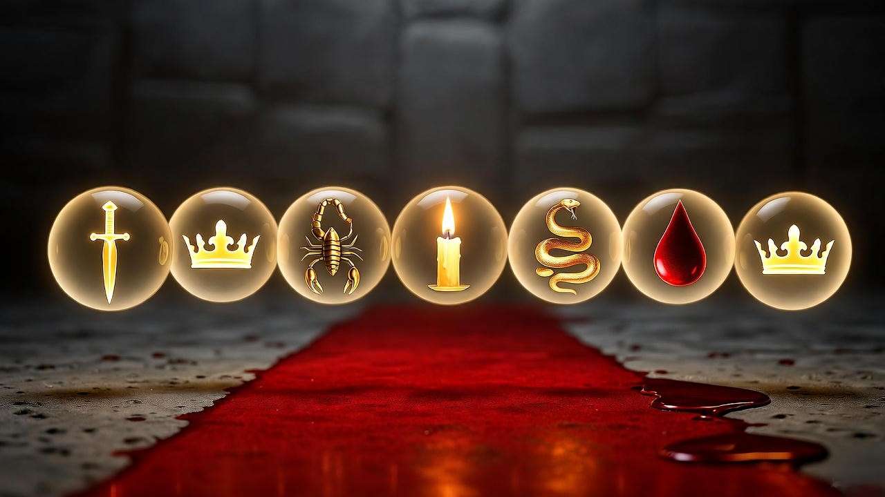 Macbeth soliloquy timeline with symbolic icons – ambition to madness progression