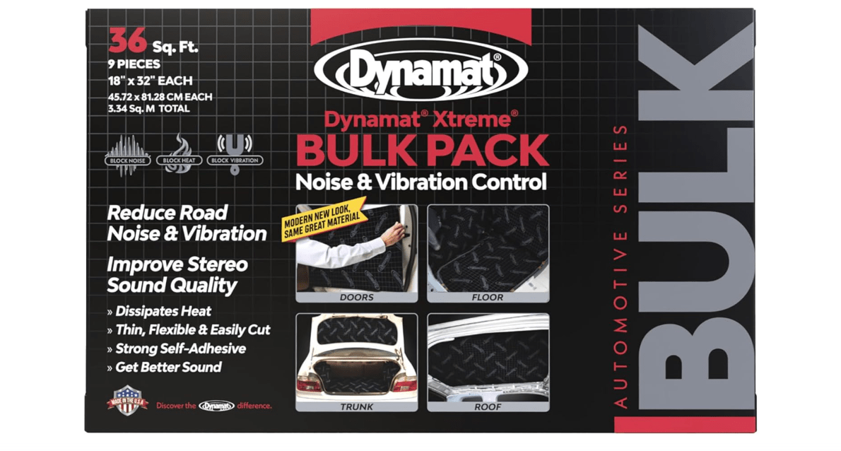 Dynamat Xtreme Sound Deadening Car Insulation Bulk Pack 10455 – Noise Dampening for Floor, Doors, Panels, Hood or Trunk – Easy Self Adhesive Install – Made...
