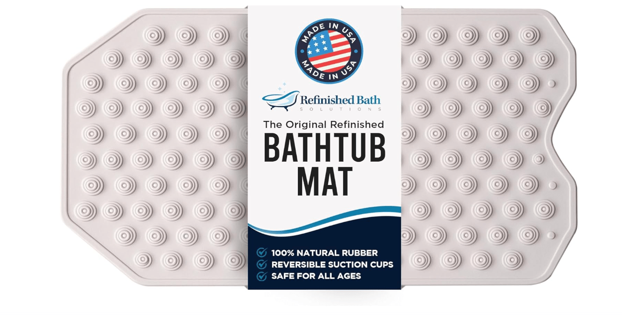 The Original Refinished Bathtub Mat - No Suction Cup Bath Mat, Designed for Textured and Refinished Bathtubs Made of Rubber Not Cheap Plastic, Great for...
