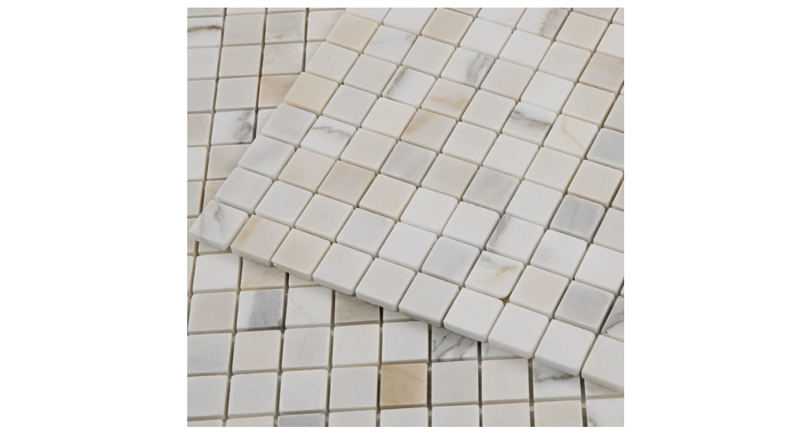 Soulscrafts Marble Mosaic Tile, Calacatta Gold Marble Tile,1 Inch Square, Honed, for Kitchen Bathroom Wall Floor 5 Sheets/Box 