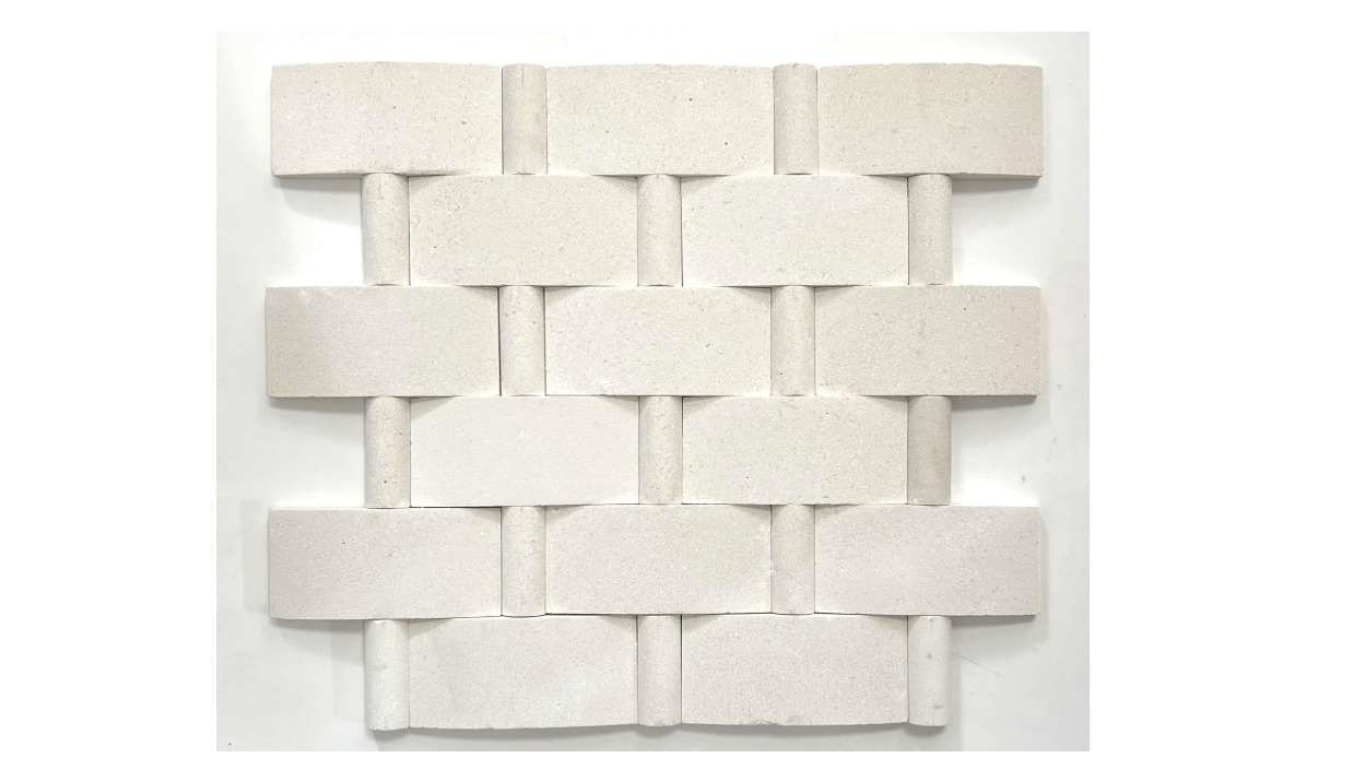 Limestone Wickerworks Wall Tile Mosaic, 2x4 inches (1) 