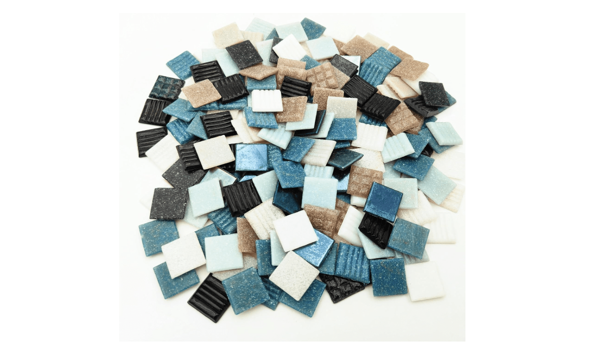 1.1LB Quartz Mosaic Tiles, 3/4" Multi Color Mosaic Pieces Stones for DIY Mosaic Making Craft Hobby Arts Home Wall Decoration (Mix White Black) 