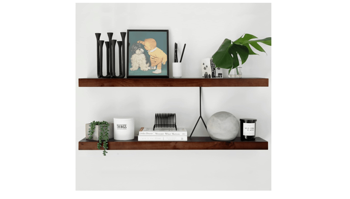 Homeforia Walnut 36 inch Floating Shelf, High End Solid Real Wood 36inch Large Shelves for Bathroom Wall, Dark Brown 36 inches Long Floating Shelves, Heavy...

