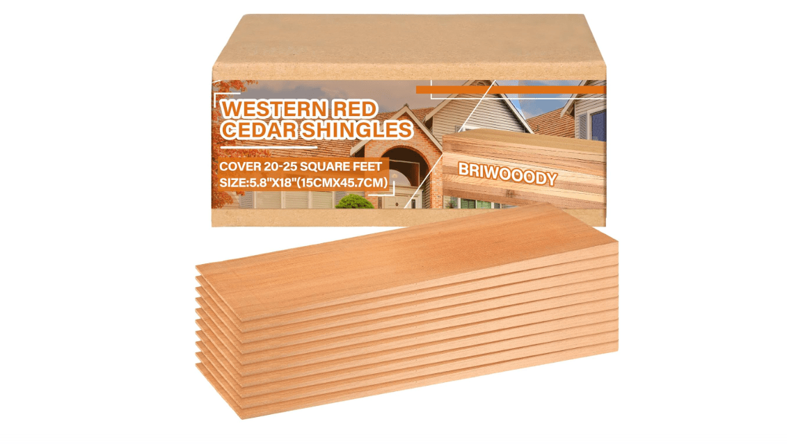 64 Pcs Western Red Cedar Shingles Chips Bulk, Cedar Siding Roof Shingles, Wooden Roof Tiles Covers 20-25 Square ft
