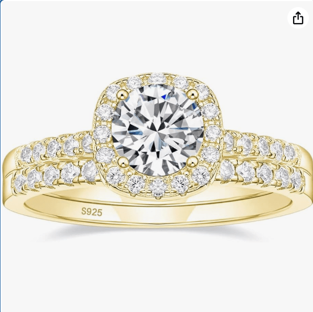 EAMTI 1.25CT 925 Sterling Silver Bridal Rings Sets Cubic Zirconia Halo CZ Engagement Wedding Bands for Women Promise Rings for Her Size 4-11
