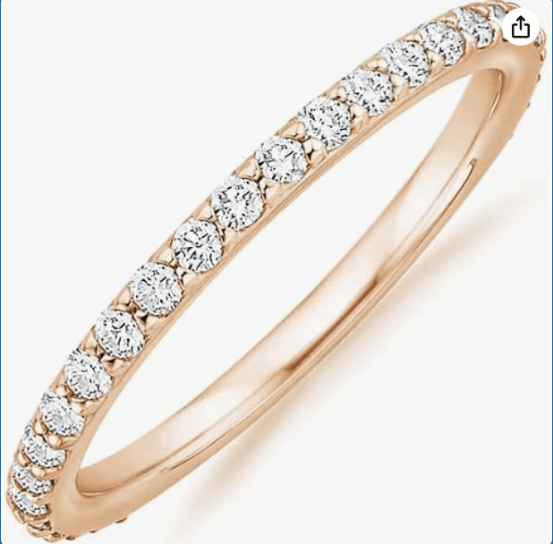 PAVOI 14K Gold Plated Eternity Ring | Stackable Cubic Zirconia Gold Band Ring | Dainty Diamond-Inspired Womens Wedding Jewelry
