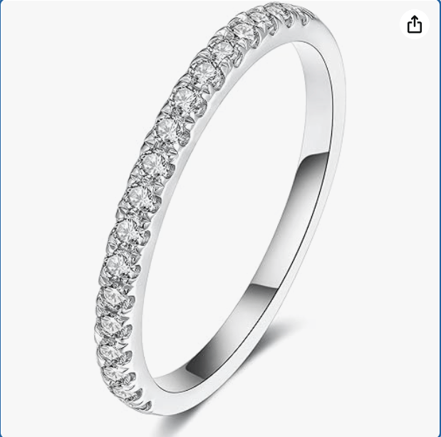 IMOLOVE Lab Grown Diamond Wedding Bands, 0.3-0.42 Carat, Eternity Rings in 18K White Gold & Sterling Silver Size 4-11
