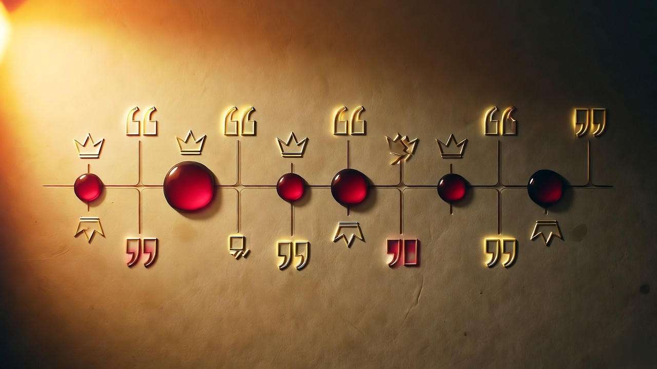 Blood droplet timeline tracing Macbeth’s descent from ambition to despair across key quotations