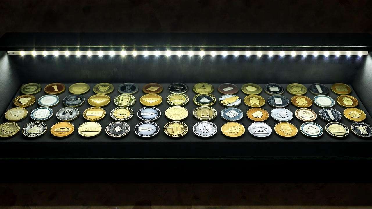 military coin display case with professional 4000K LED strip lighting