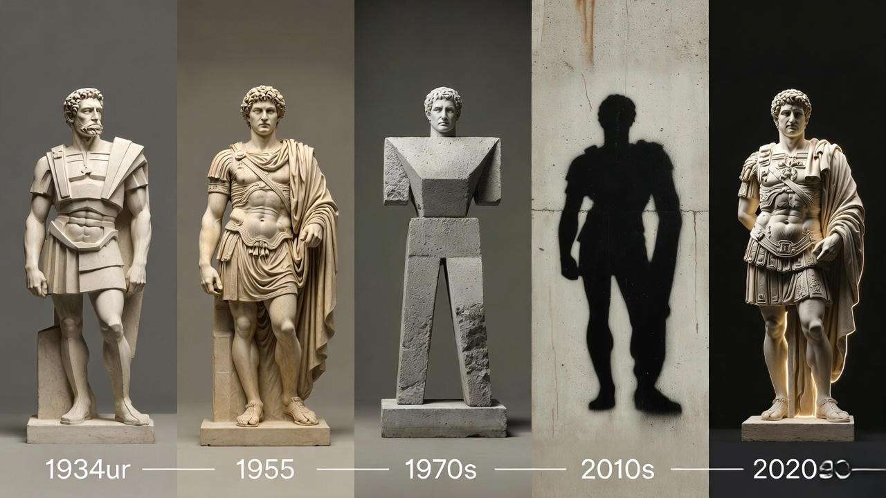 Julius Caesar art: evolution of Caesar statue designs across 5 landmark productions
