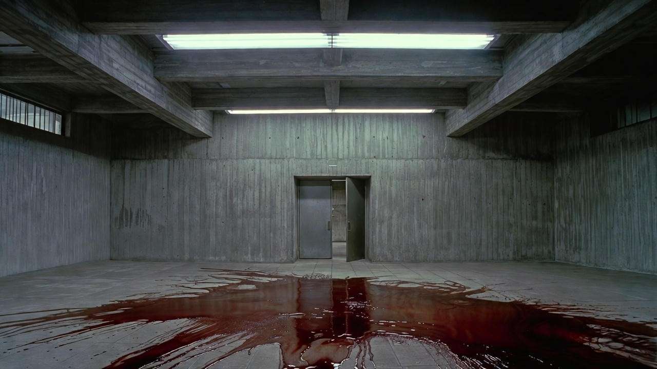 Julius Caesar art: 1972 RSC brutalist concrete senate set with spreading blood