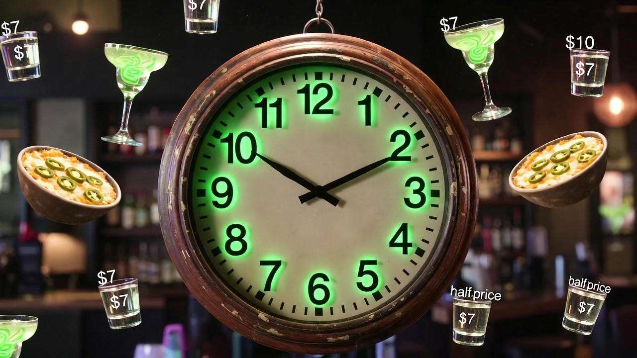 Uncle Julio’s happy hour timing from 3-6pm with discounted margaritas and appetizers