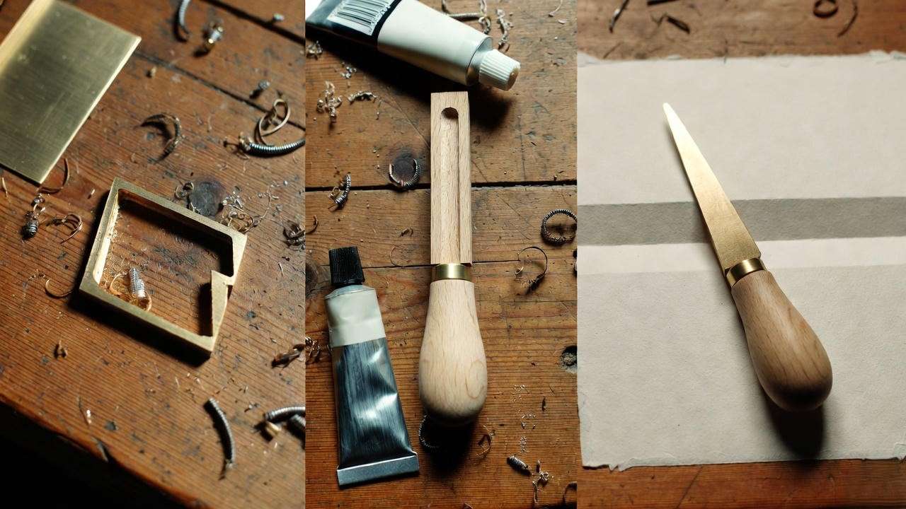 DIY hand creaser crafting materials and finished replica on workbench