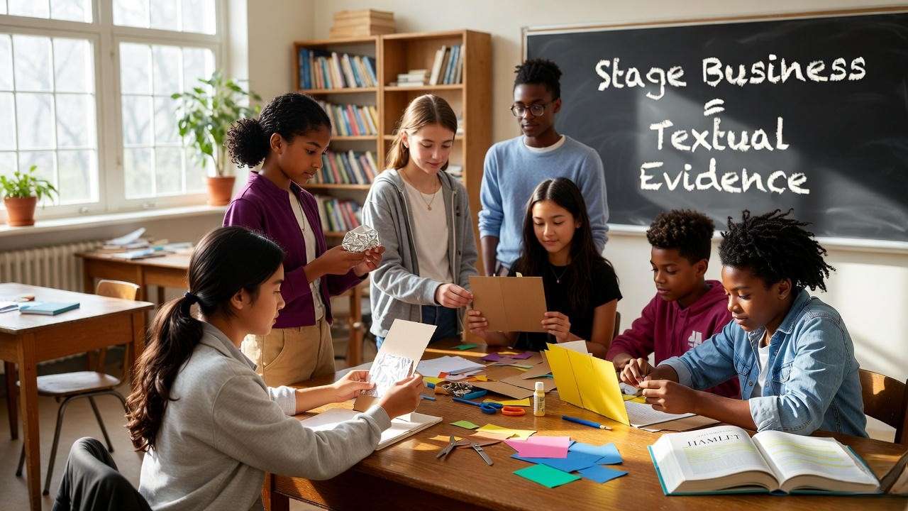 Students building hand creaser replicas during Hamlet classroom workshop