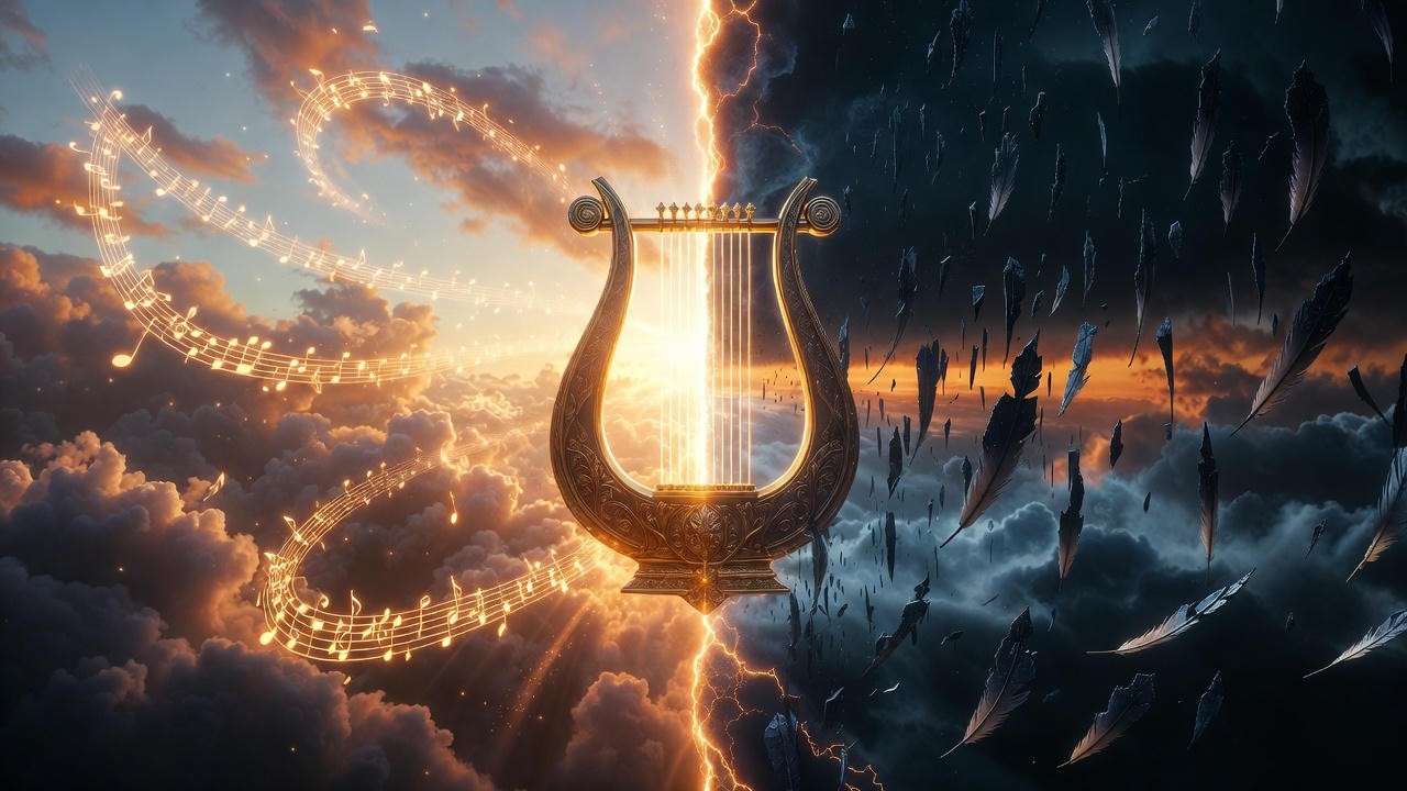 Divine pantheon of Enva and Lith split by glowing ward in Divine Rivals world-building