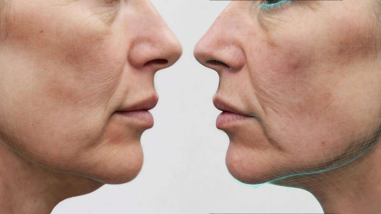 venus legacy before and after 3D scan of jawline lift and neck skin tightening