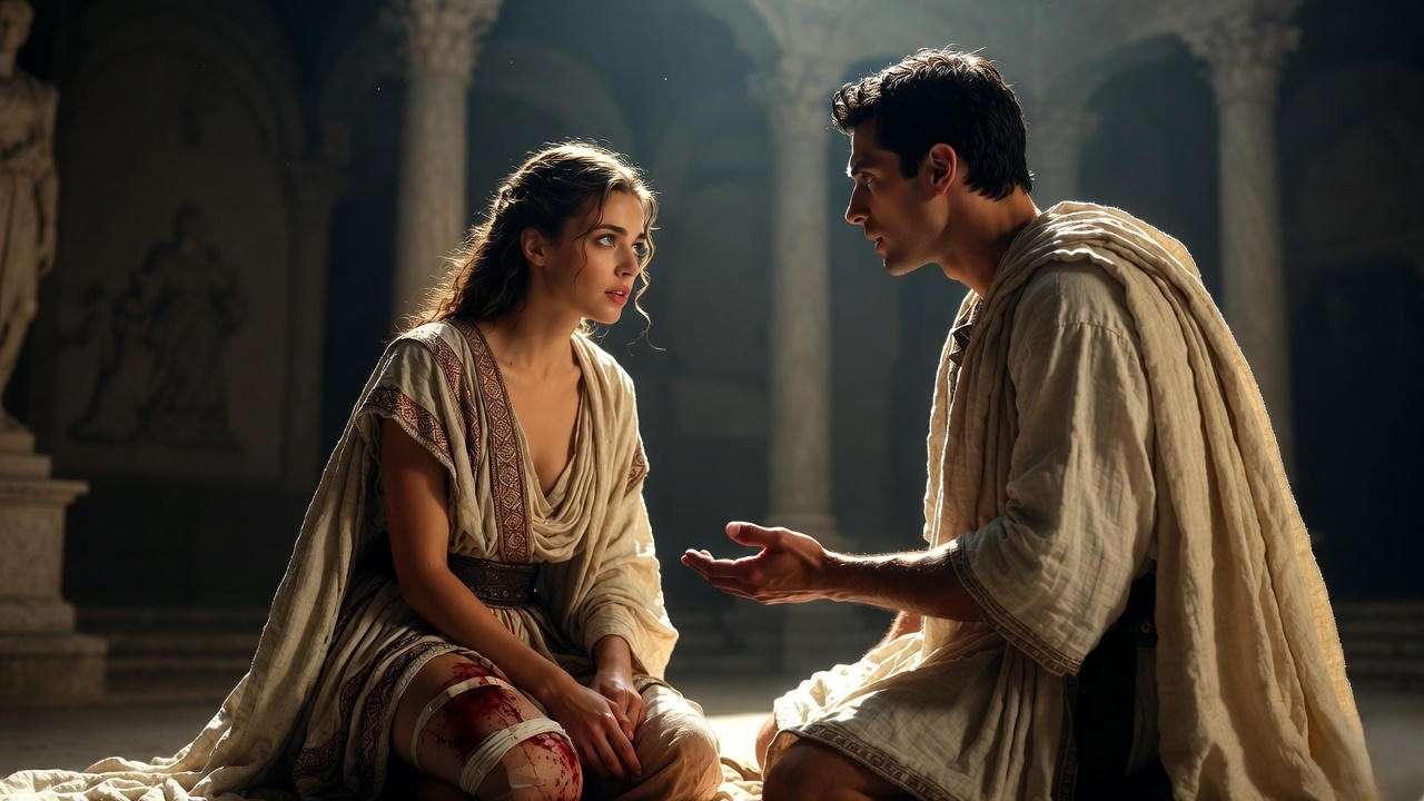 Portia reveals self-inflicted wound to Brutus – Julius Caesar Act 2 Scene 1 analysis