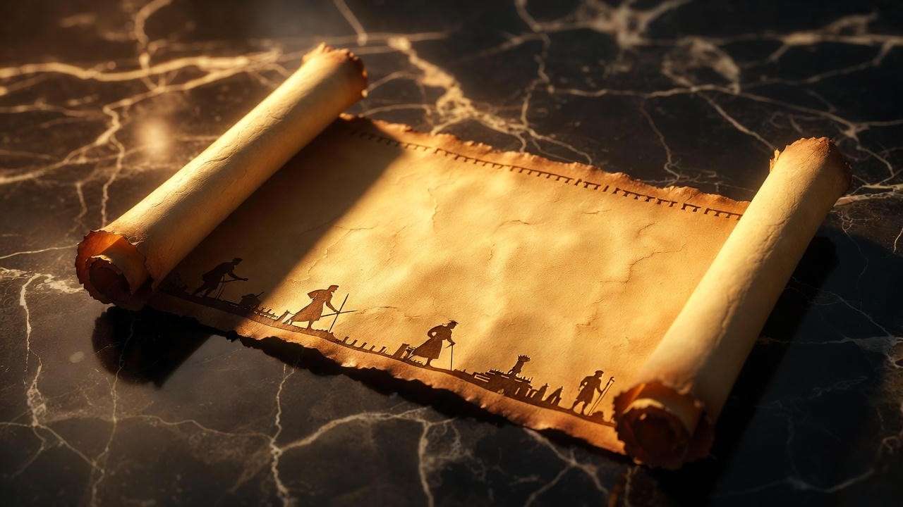 Roman timeline scroll comparing Plutarch history and Shakespeare Julius Caesar Act Two Scene One