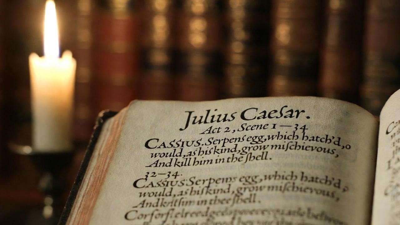 First Folio serpent’s egg soliloquy close-up Julius Caesar Act Two Scene One
