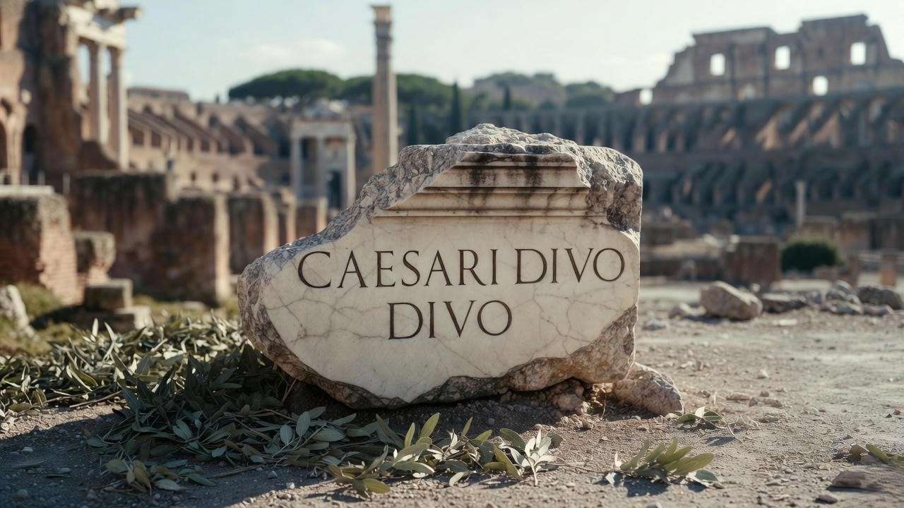Roman Forum marble statue base inscribed CAESARI DIVO, Julius Caesar historical evidence