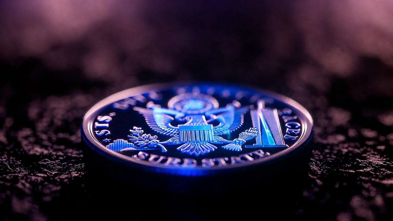 Secret Service Henry V challenge coin with hidden 9/11 skyline revealed under UV light