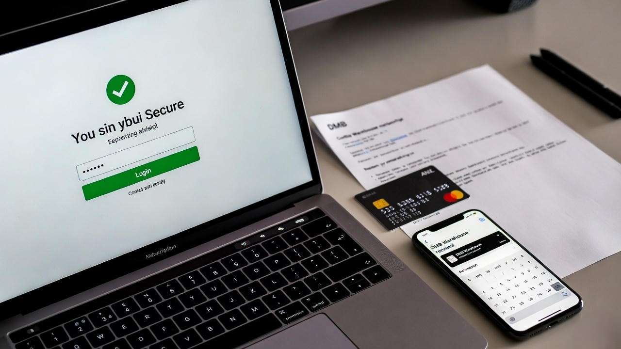 Desk setup for renewing Dave Matthews Band Warehouse membership with laptop and confirmation