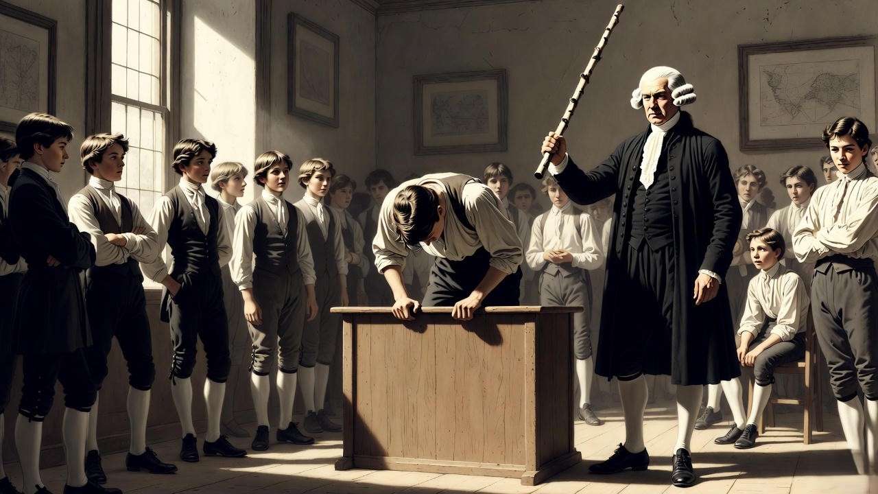 18th-century Eton school birching punishment illustrating origins of “thank you sir may I have another” etiquette
