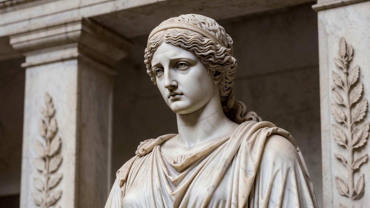 Marble statue of the historical Octavia Minor, sister of Augustus and wife of Mark Antony