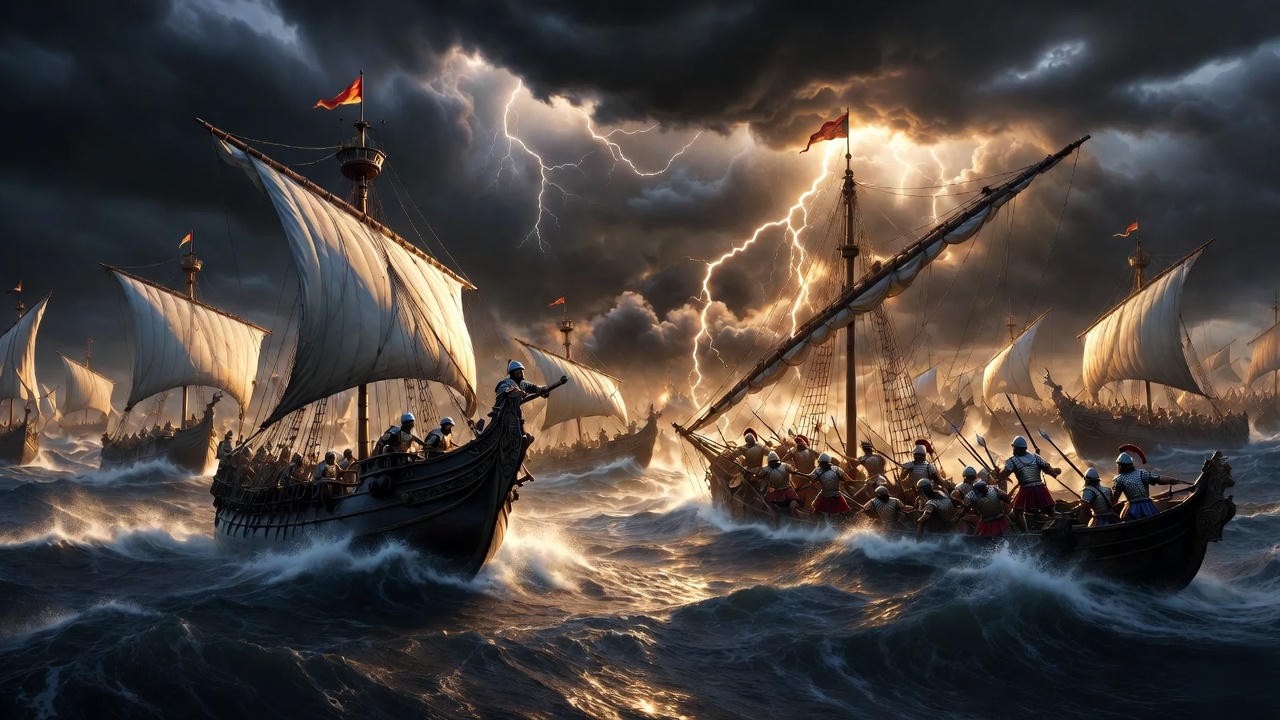 Battle of Actium naval defeat in Antony and Cleopatra plot summary by act