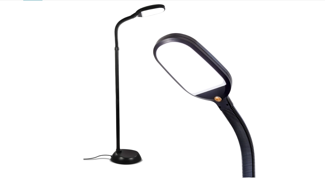 Brightech Litespan - Bright LED Floor Reading Lamp for Over Chair Crafts and Reading, Estheticians' Light for Lash Extensions, Adjustable Standing Lamp...
