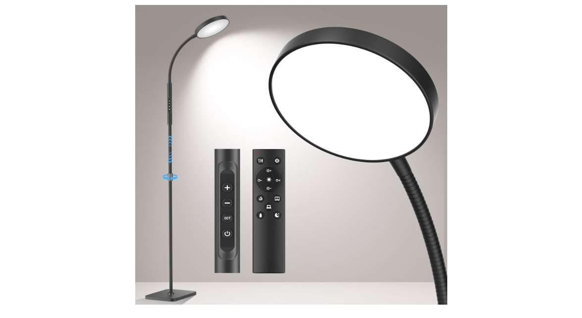 PACOVY Floor Lamp, Adjustable Height Floor Lamps for Living Room Bedroom, 120 LED Super Bright Standing Lamp Remote & Touch Control Dimmable Gooseneck...
